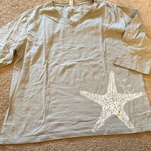 Gray V-Neck Starfish Women's Top